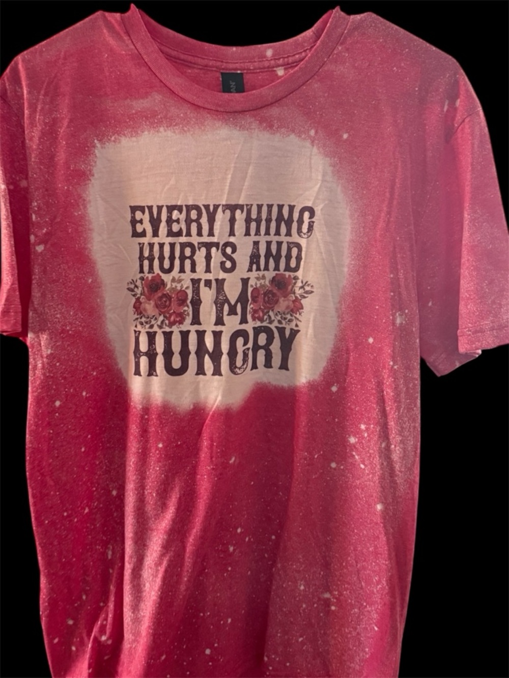 Gildan red and White Bleach-Effect Graphic Tee